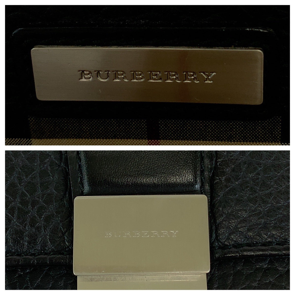 BURBERRY バーバリー ブラック 黒 シルバー金具 レザー クラッチバッグ セカンドバッグ  メンズ