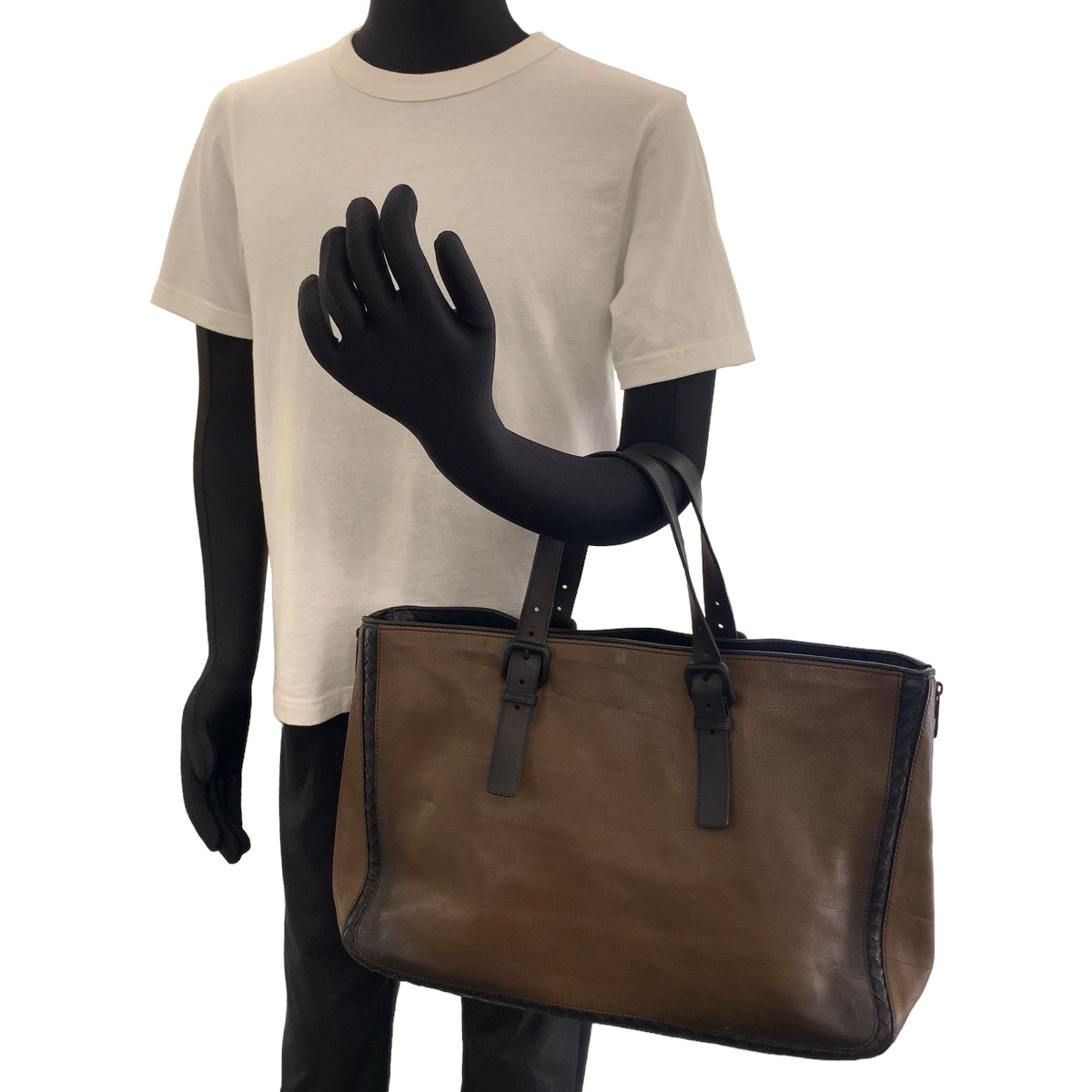 BOTTEGAVENETA ボッテガヴェネタ イントレチャート ブラウン ゴートスキン ハンドバッグ トートバッグ  メンズ
