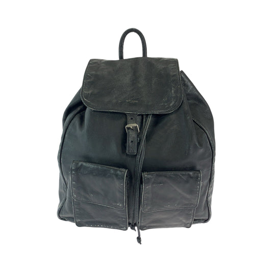 SAINT LAURENT PARIS サンローランパリ ブラック 黒 シルバー金具 レザー ヴィンテージ加工 バックパック リュック  メンズ