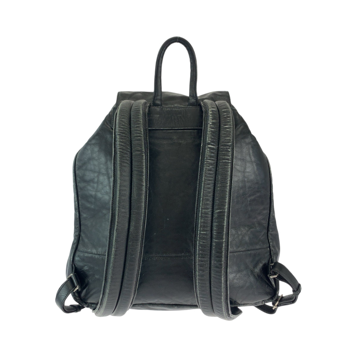 SAINT LAURENT PARIS サンローランパリ ブラック 黒 シルバー金具 レザー ヴィンテージ加工 バックパック リュック  メンズ