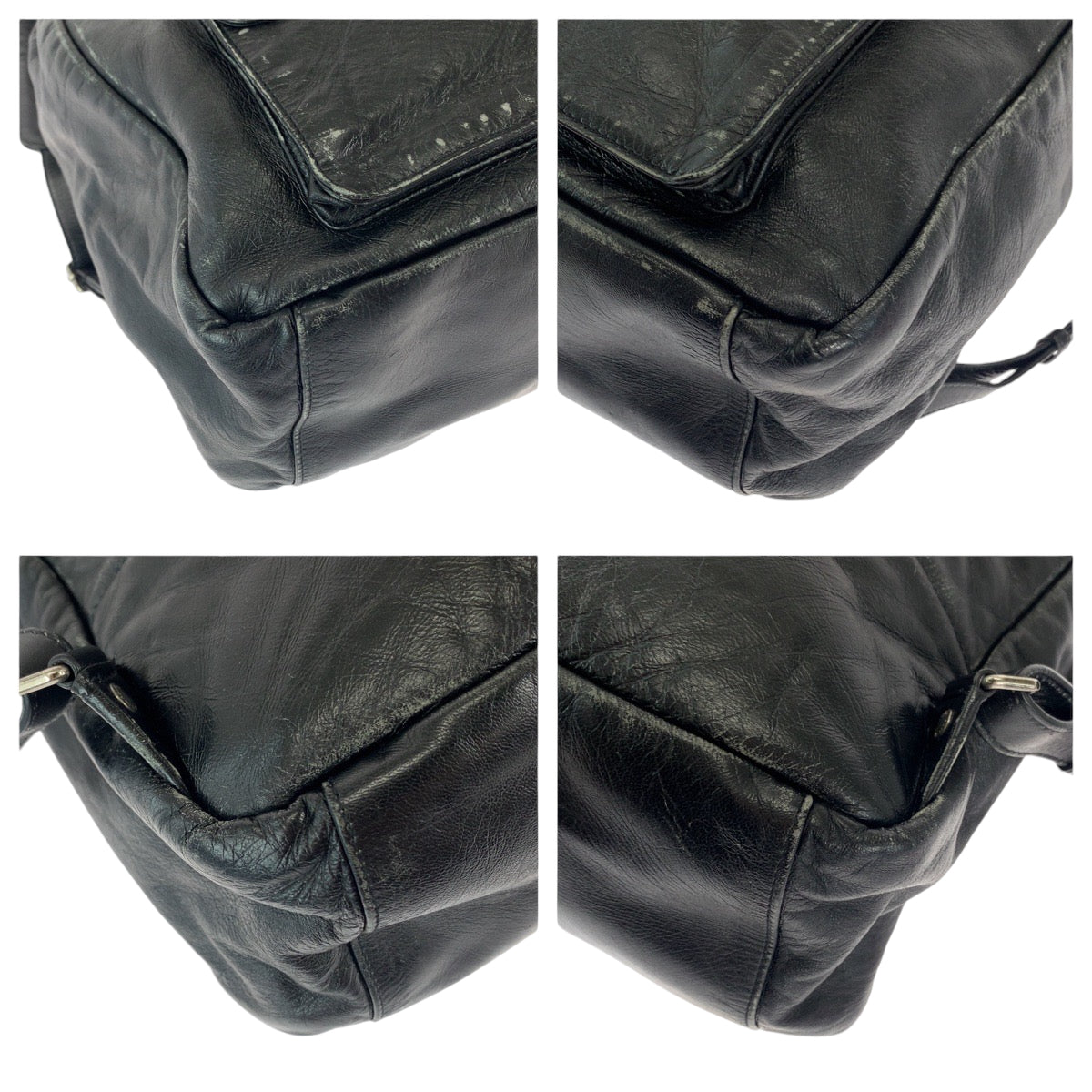 SAINT LAURENT PARIS サンローランパリ ブラック 黒 シルバー金具 レザー ヴィンテージ加工 バックパック リュック  メンズ