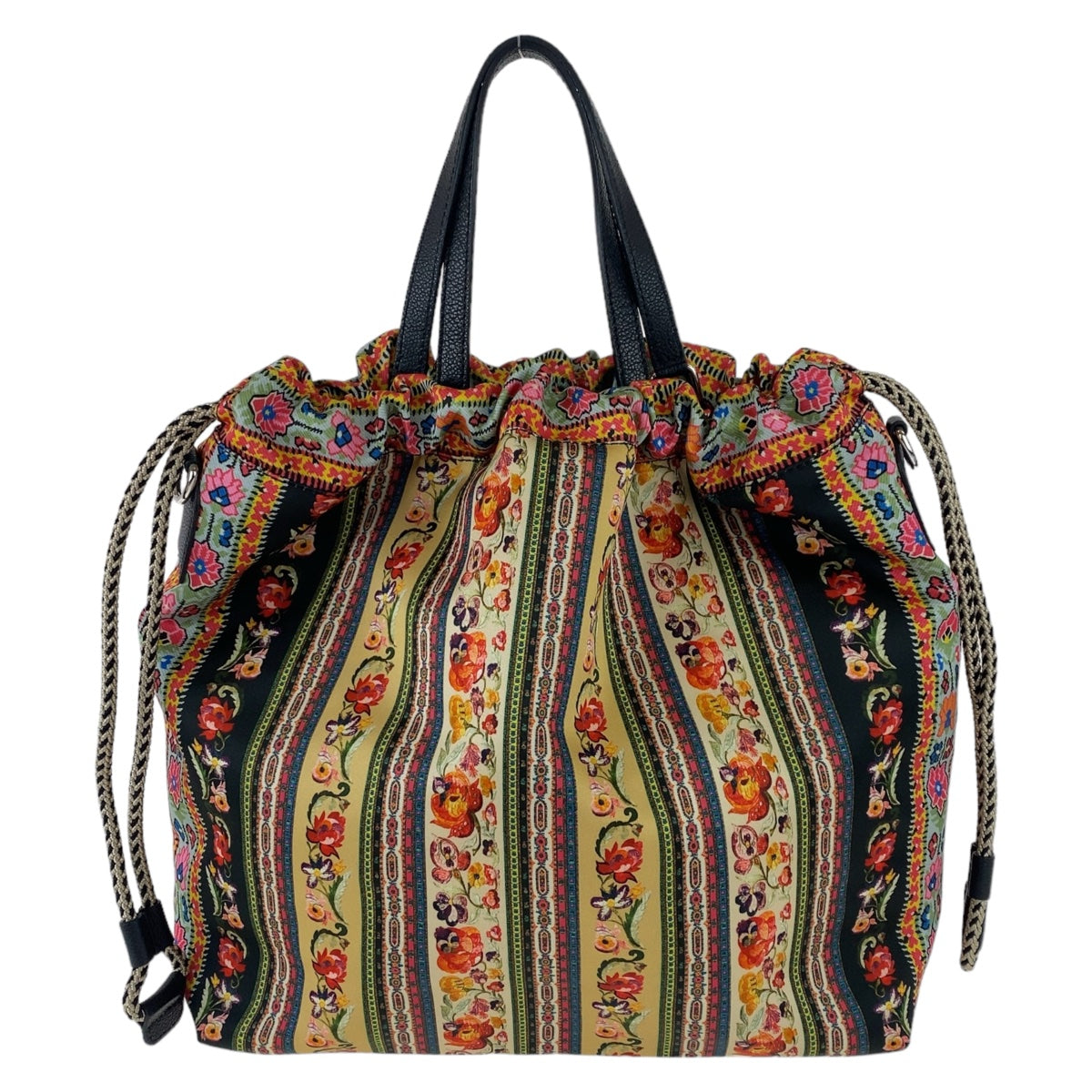 2041
ETRO エトロ フリンジ マルチカラー シルバー金具 ナイロン トートバッグショルダーバッグ 斜め掛け トートバッグ 2WAY  レディース