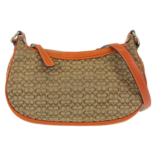 12040
COACH コーチ シグネチャー ベージュ オレンジ シルバー金具 キャンバス / レザー 斜め掛け ショルダーバッグ ポシェット  レディース