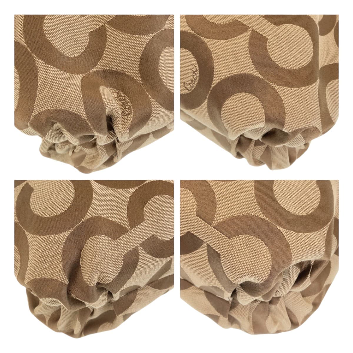 12003
 COACH Op Art Beige Purple Gold Hardware Canvas Tote Bag Shoulder Bag Women's