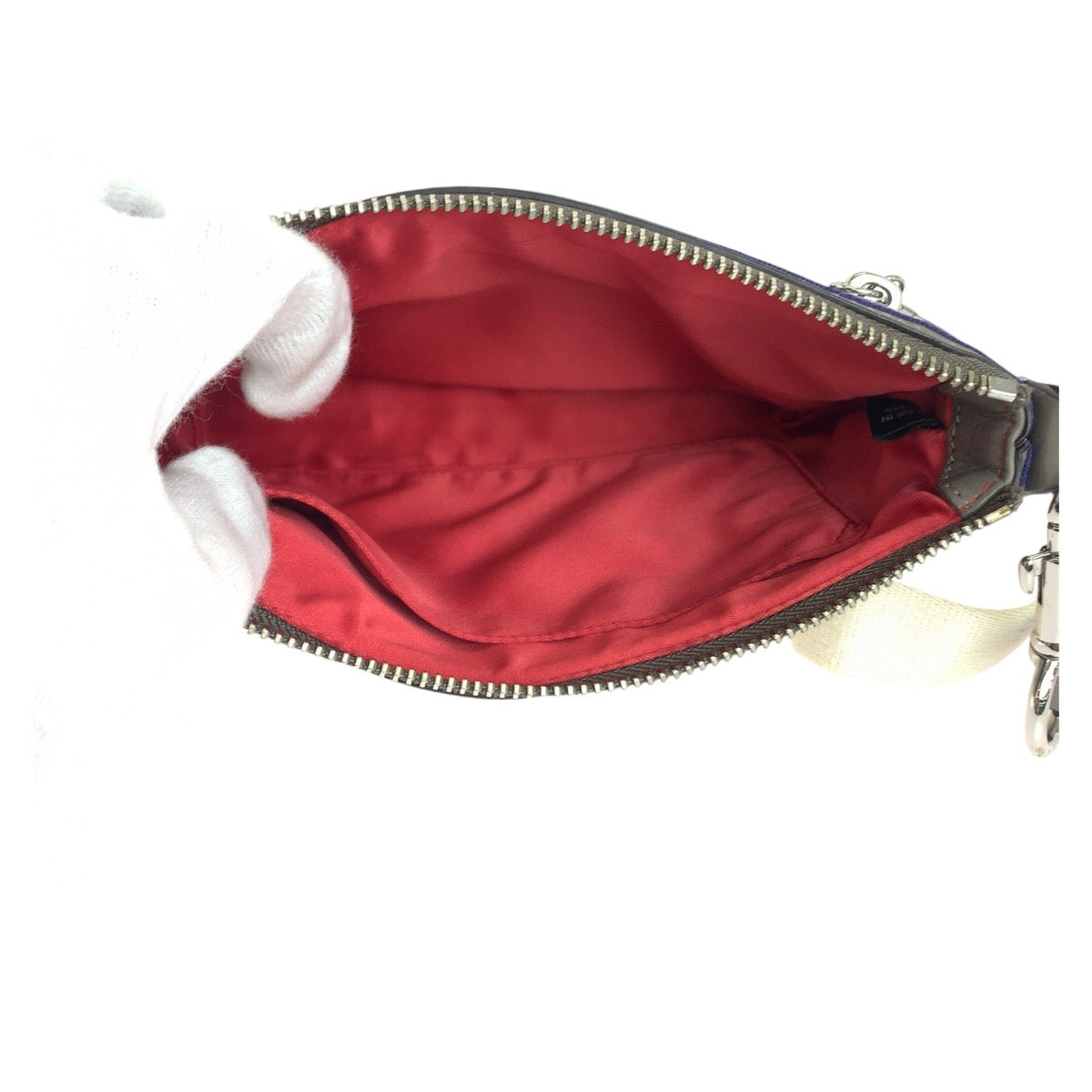 11997
COACH コーチ シグネチャー ポピー グレー ブルー シルバー金具 キャンバス / レザー ショルダーバッグ ポシェット 斜め掛け可能  レディース