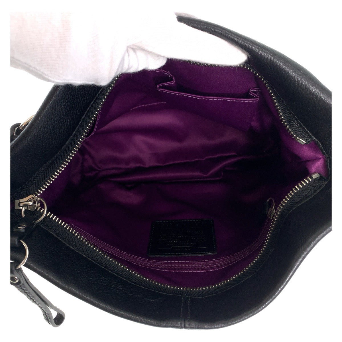 12038
COACH コーチ ブラック シルバー金具 レザー F15251 ホーボー ショルダーバッグ  レディース