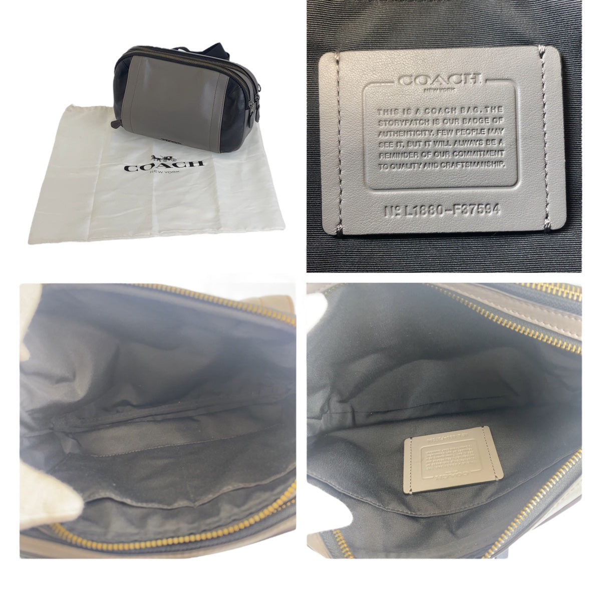 111991
COACH コーチ グレー ブラック マルチカラー レザー ボディバッグ バムバッグ ショルダーバッグ  メンズ