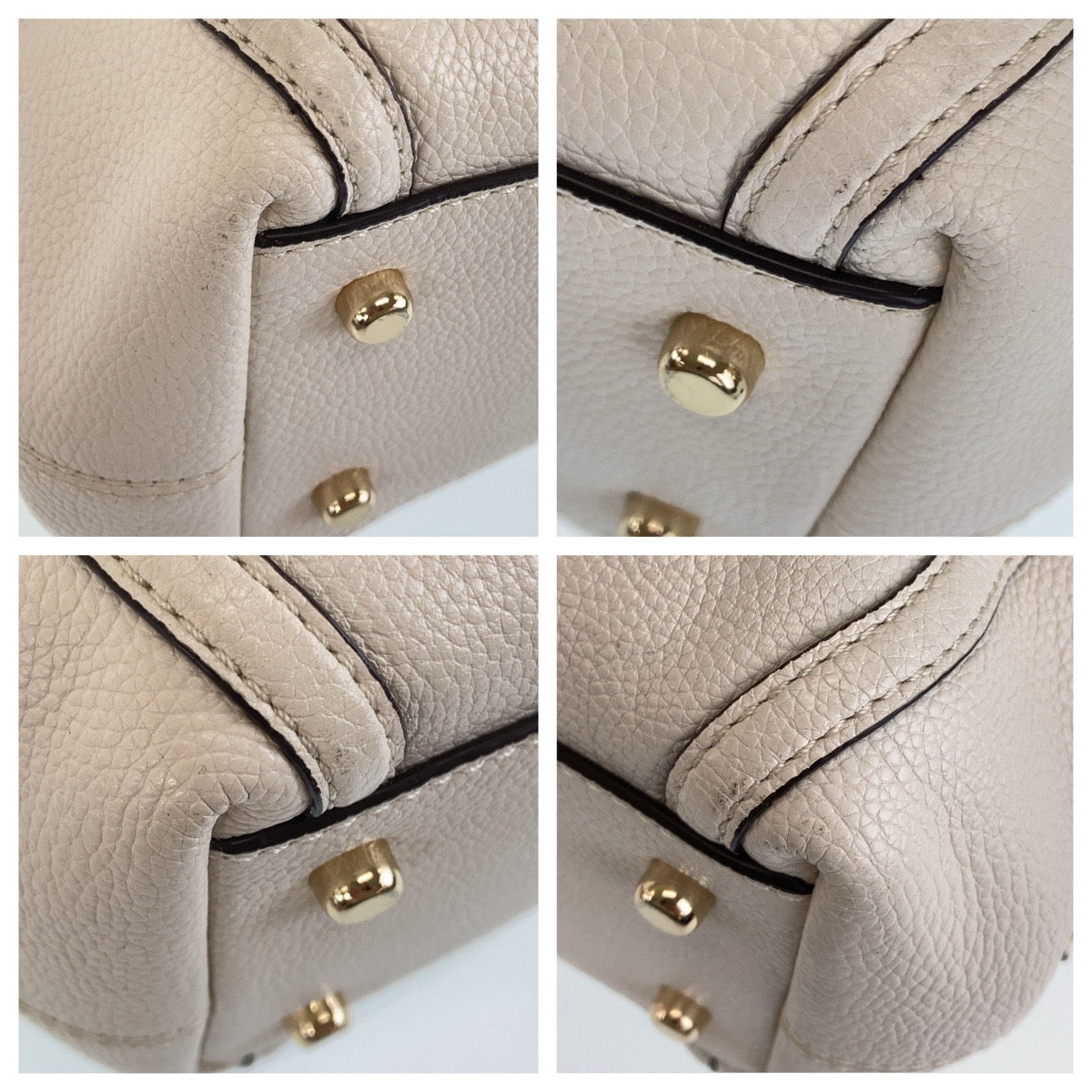 12037
COACH コーチ ホワイト ゴールド金具 レザー トートバッグ ショルダーバッグ  レディース