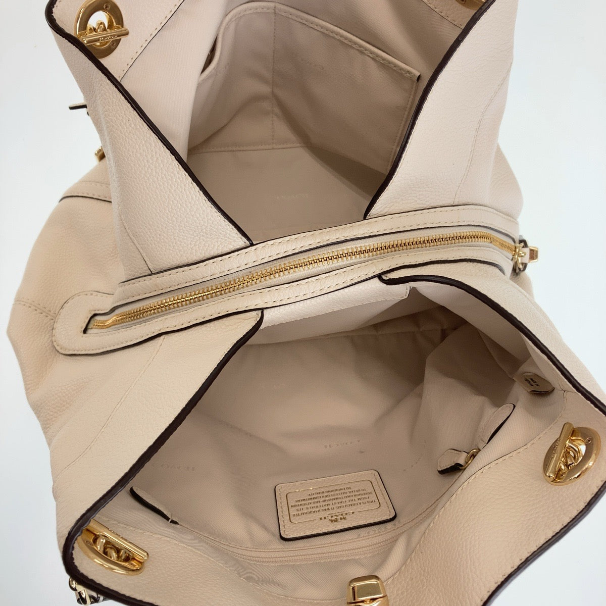 12037
COACH コーチ ホワイト ゴールド金具 レザー トートバッグ ショルダーバッグ  レディース