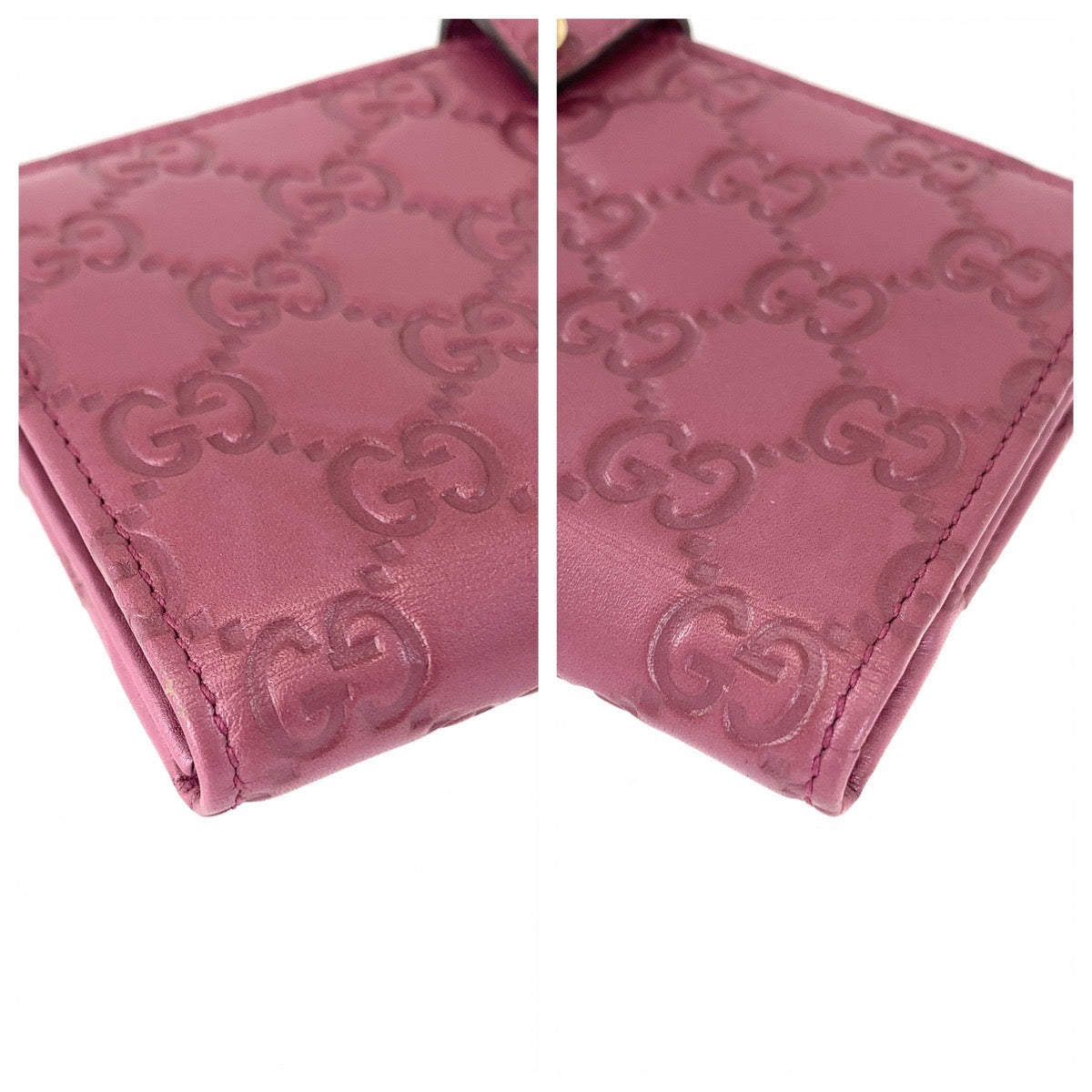GUCCI グッチ シマGG ハート ピンク ゴールド金具 レザー 203550 2184 長財布 ロングウォレット  レディース