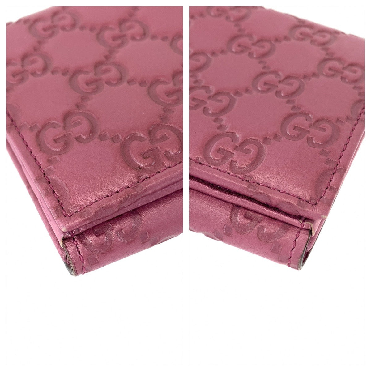 GUCCI グッチ シマGG ハート ピンク ゴールド金具 レザー 203550 2184 長財布 ロングウォレット  レディース