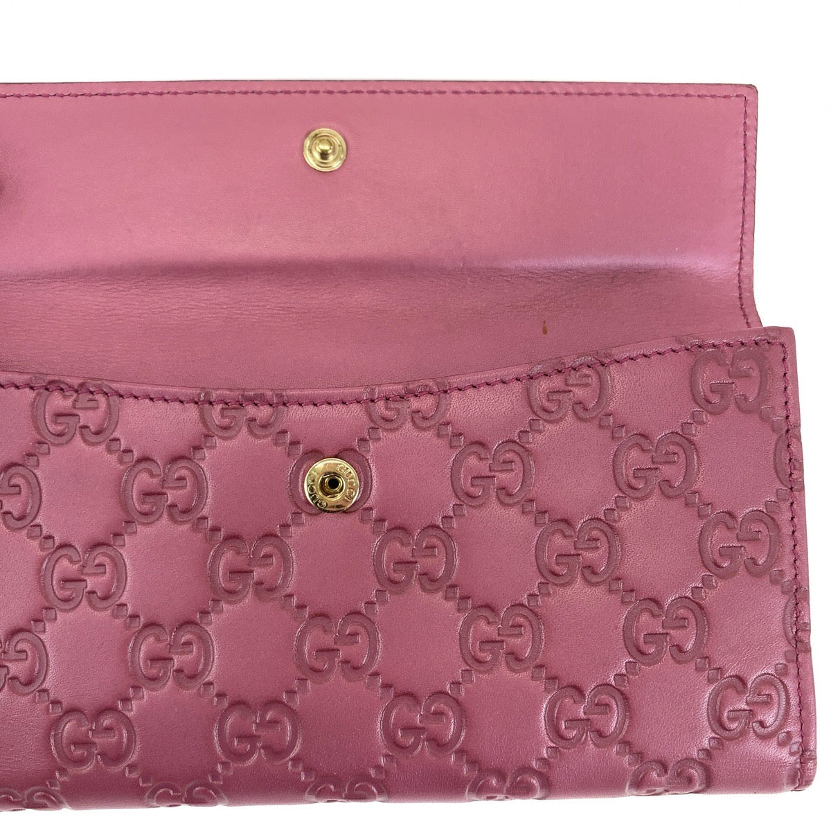 GUCCI グッチ シマGG ハート ピンク ゴールド金具 レザー 203550 2184 長財布 ロングウォレット  レディース