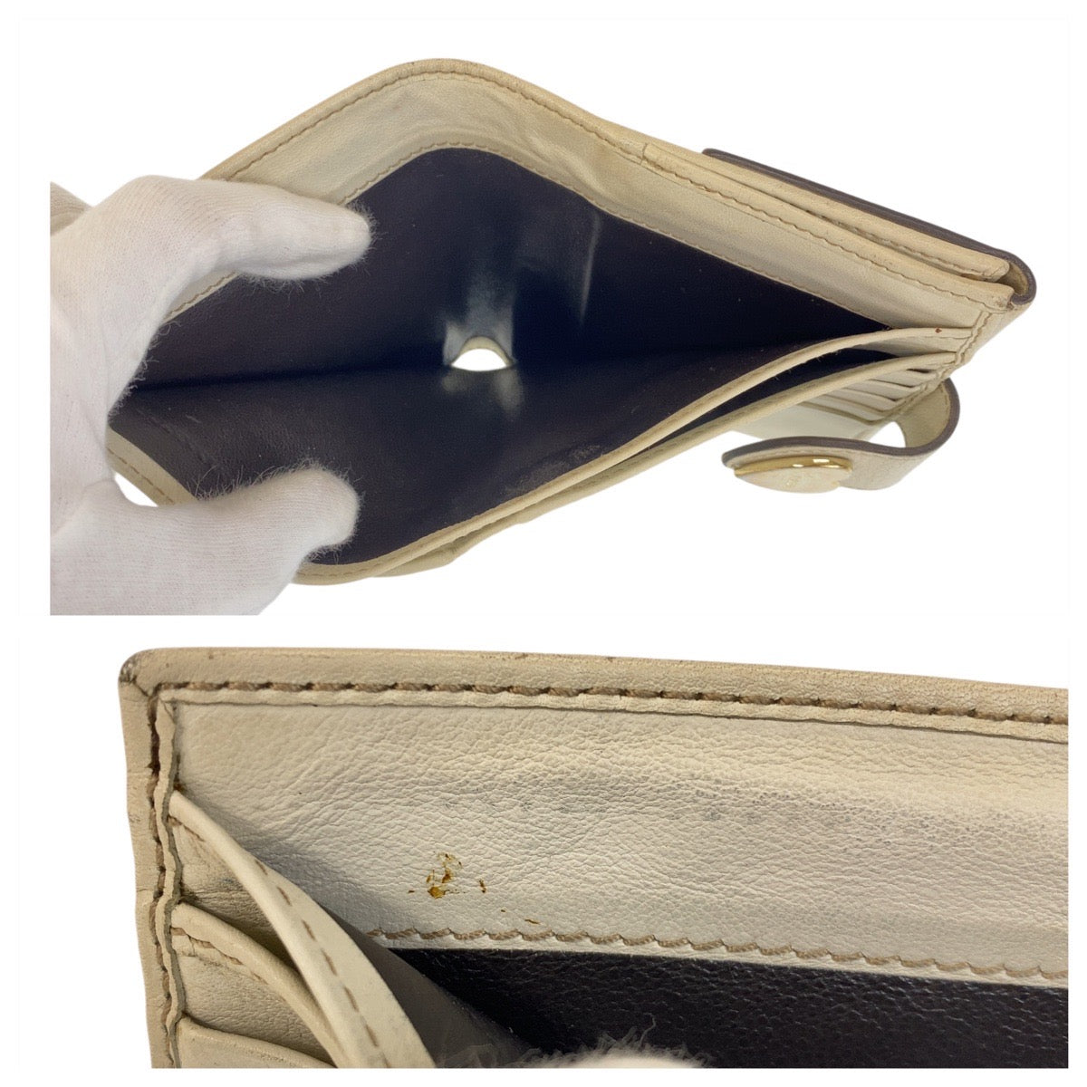 GUCCI グッチ ハート ベージュ オフホワイト ゴールド金具 GGキャンバス 折財布 コンパクトウォレット  レディース