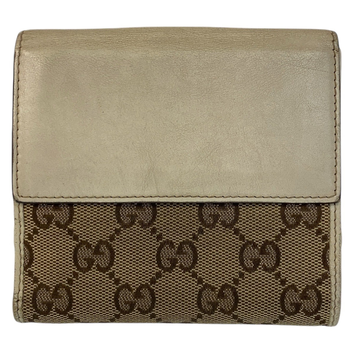GUCCI グッチ ハート ベージュ オフホワイト ゴールド金具 GGキャンバス 折財布 コンパクトウォレット  レディース