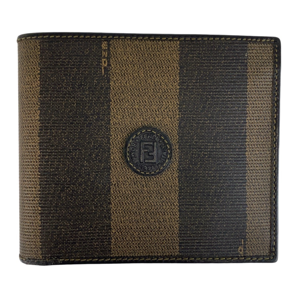 12825
FENDI フェンディ ペカン ブラウン ブラック ゴールド金具 レザー 折財布 コンパクトウォレット  メンズ