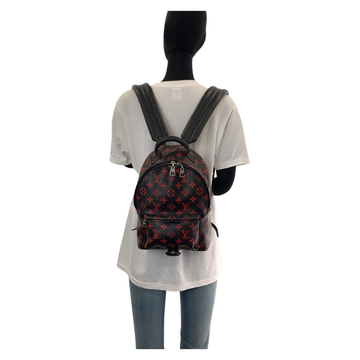 2039
LOUIS VUITTON ルイヴィトン モノグラム アンフラルージュ パームスプリングスPM ブラック 黒 レッド シルバー金具 PVC M41458 バックパック リュック  レディース
