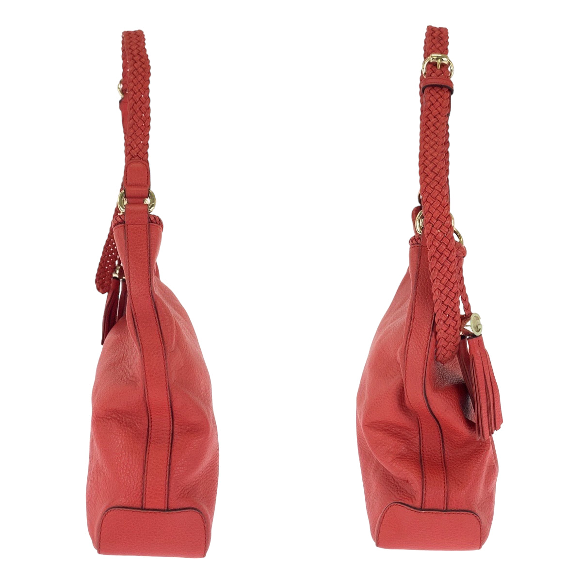 12033
GUCCI グッチ ホーボー フリンジ レッド ゴールド金具 レザー 336659 ショルダーバッグ  レディース