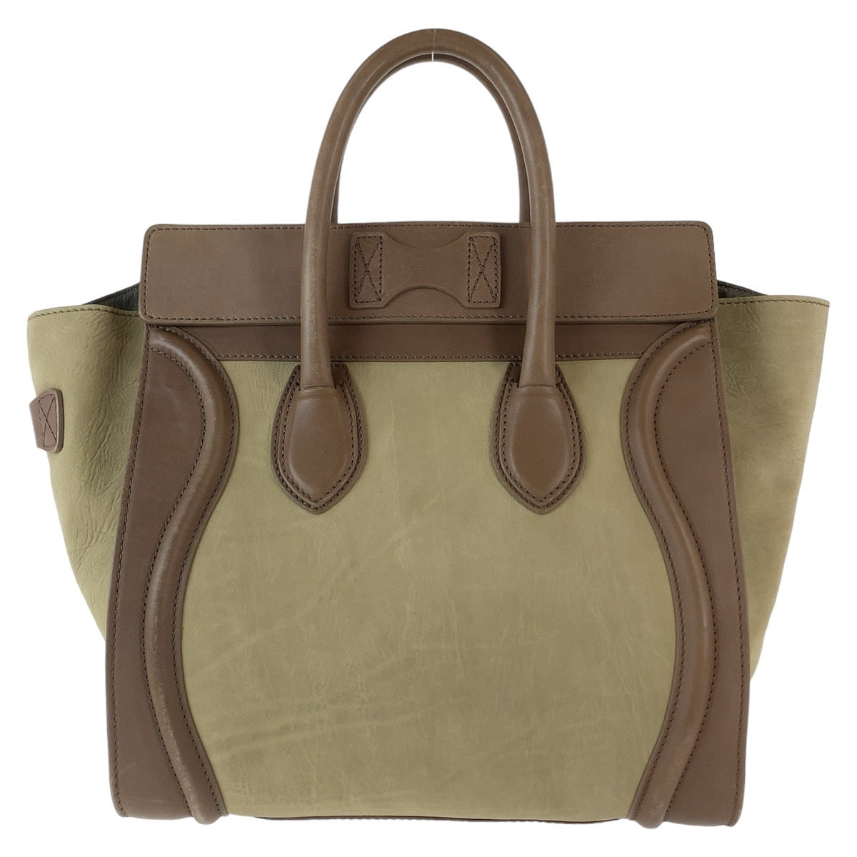 12030
CELINE セリーヌ ラゲージ ミニショッパー カーキ ブラウン ゴールド金具 レザー ハンドバッグ トートバッグ  レディース AB48