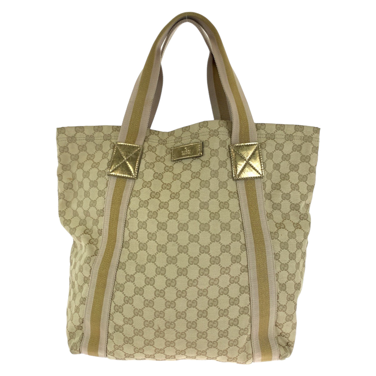 12028
GUCCI グッチ シェリーライン ベージュ ゴールド GGキャンバス 189669 トートバッグ ショルダーバッグ  レディース