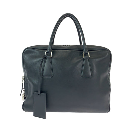 12027
PRADA プラダ 三角ロゴプレート ブラック 黒 シルバー金具 レザー VS0305 ビジネスケース ブリーフケース  メンズ