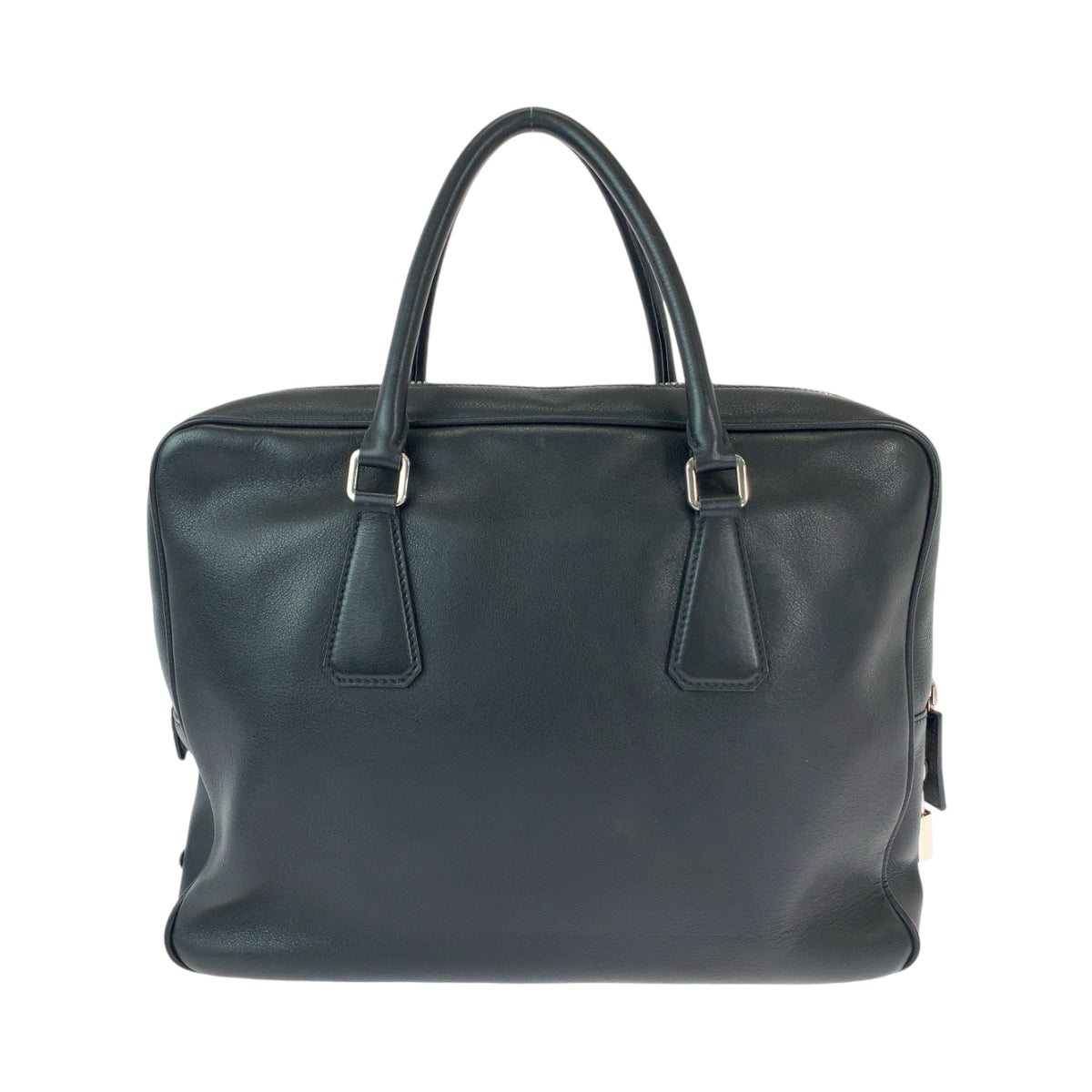 12027
PRADA プラダ 三角ロゴプレート ブラック 黒 シルバー金具 レザー VS0305 ビジネスケース ブリーフケース  メンズ
