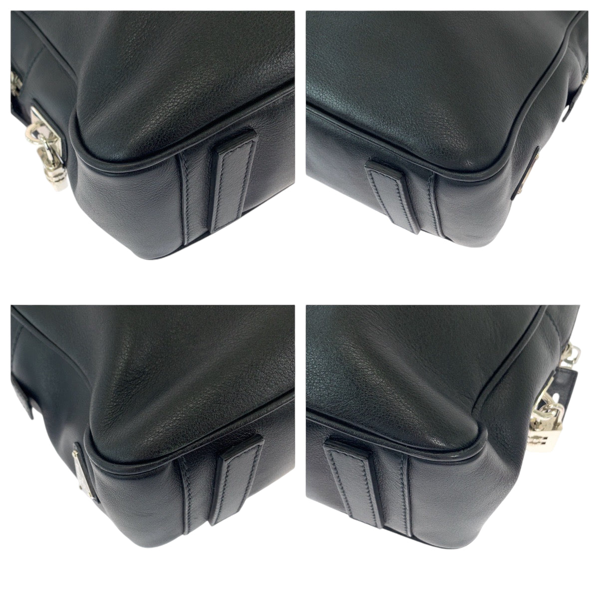 12027
PRADA プラダ 三角ロゴプレート ブラック 黒 シルバー金具 レザー VS0305 ビジネスケース ブリーフケース  メンズ