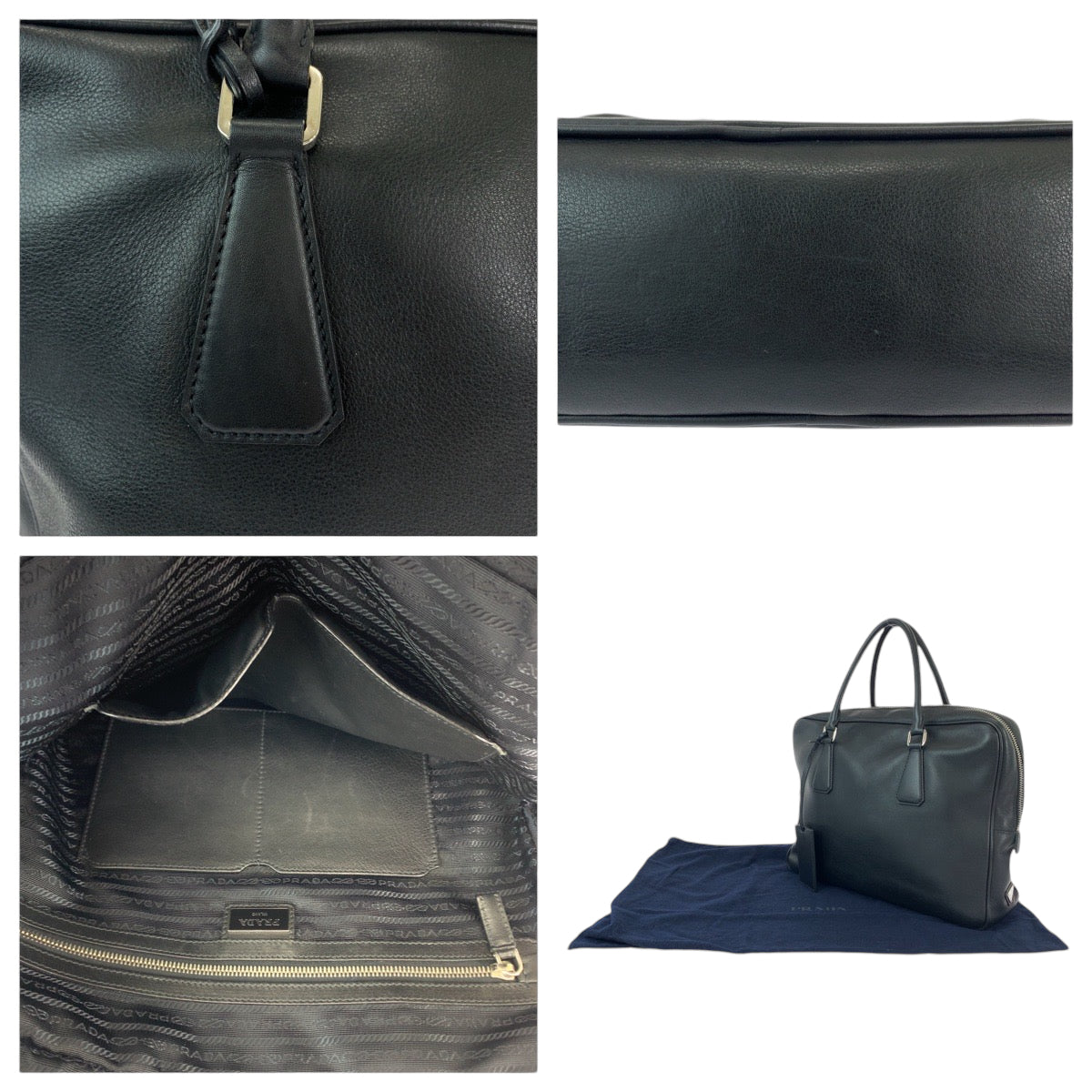 12027
PRADA プラダ 三角ロゴプレート ブラック 黒 シルバー金具 レザー VS0305 ビジネスケース ブリーフケース  メンズ