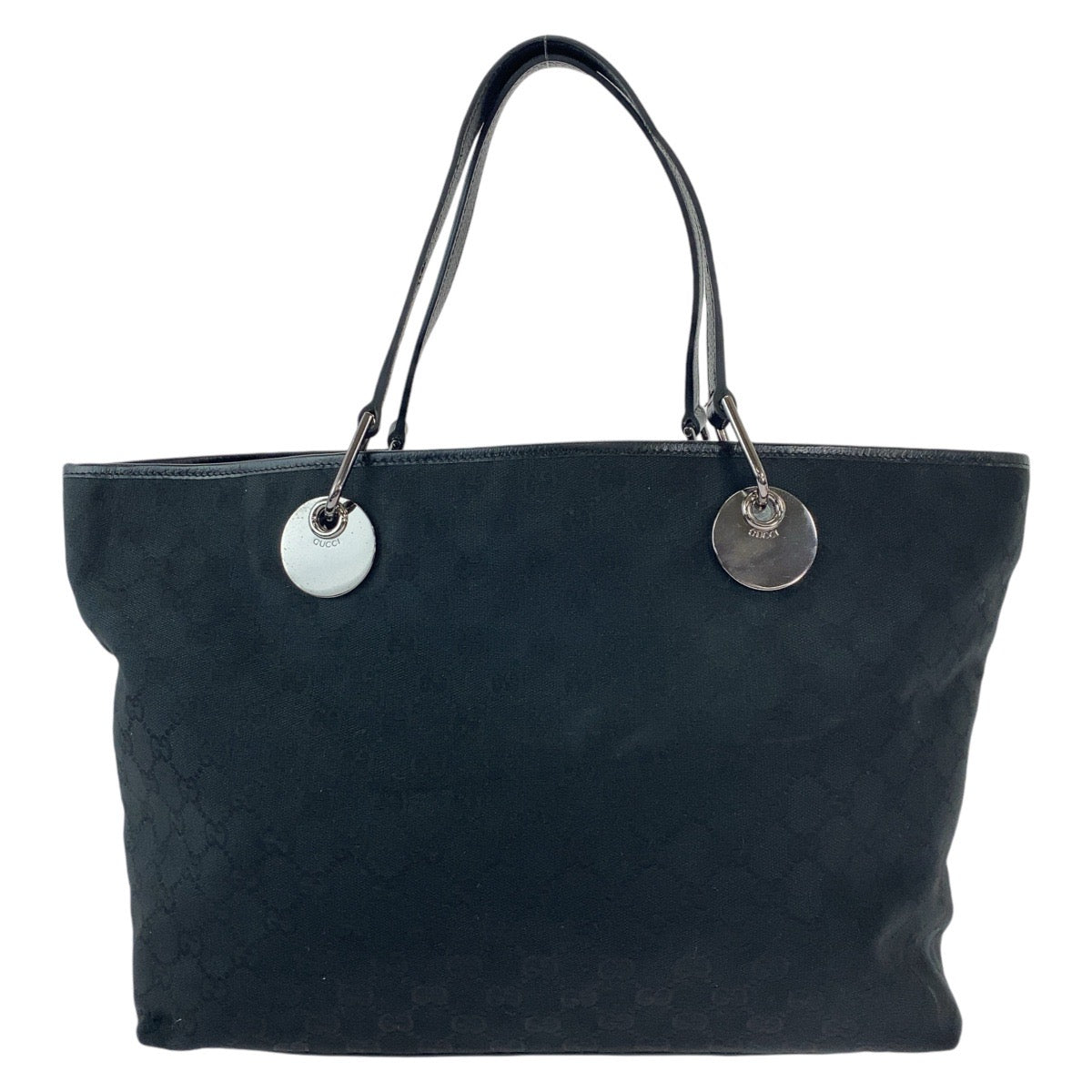 12026
GUCCI グッチ ブラック 黒 シルバー金具 GGキャンバス / レザー 120838 トートバッグ ショルダーバッグ  レディース