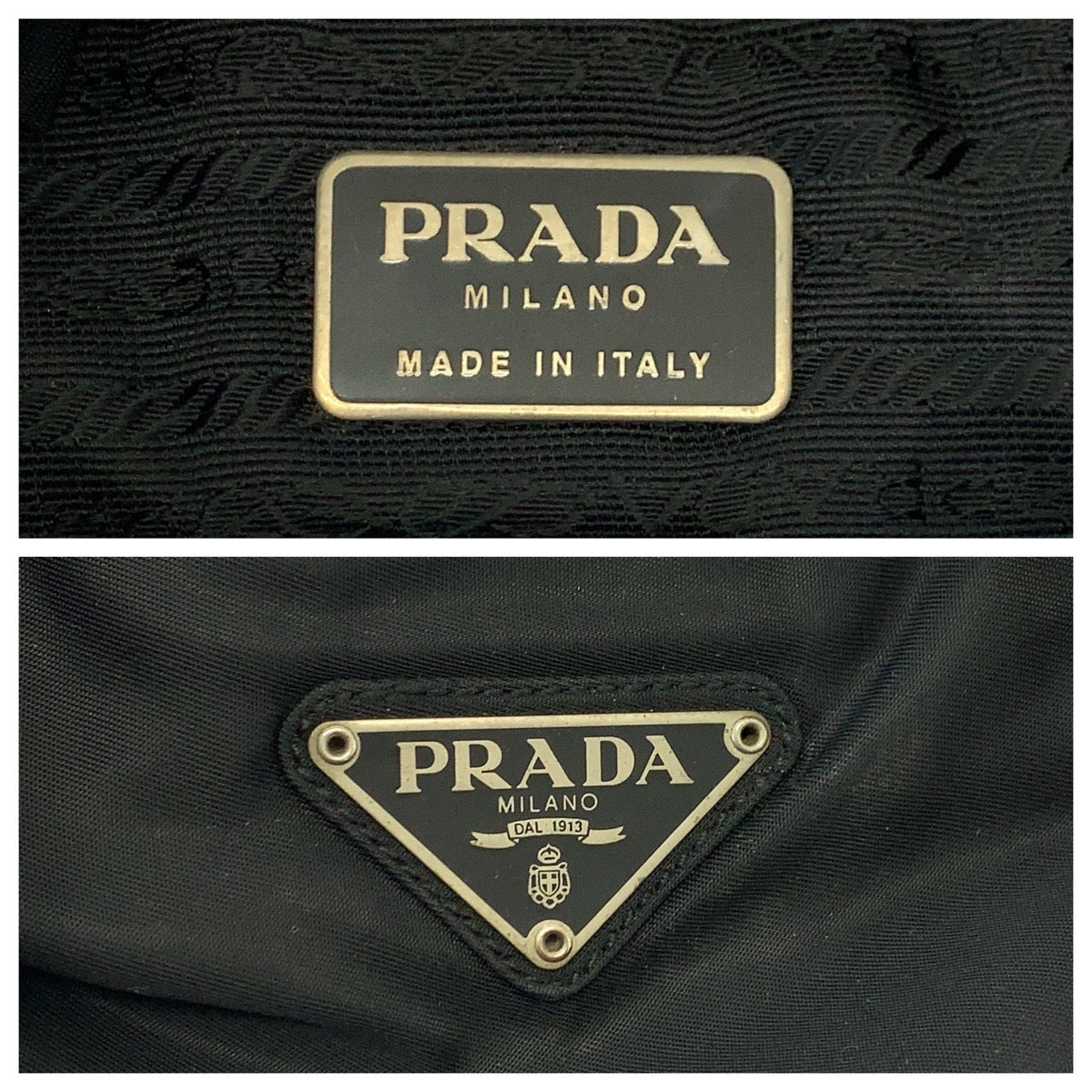 14011
PRADA プラダ テスート 三角ロゴプレート ブラック 黒 シルバー金具 ナイロン ハンドバッグ トートバッグ レディース AB24