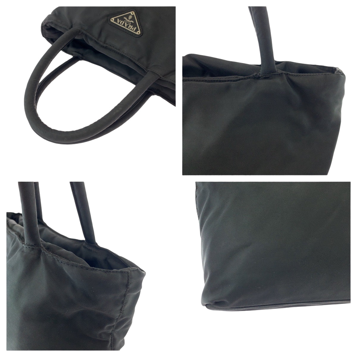 14011
PRADA プラダ テスート 三角ロゴプレート ブラック 黒 シルバー金具 ナイロン ハンドバッグ トートバッグ レディース AB24