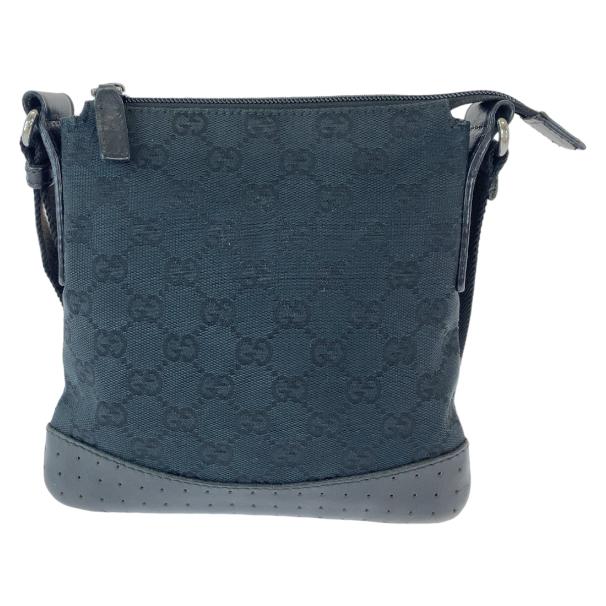 12349
 GUCCI Gucci Black Silver Hardware GG Canvas 147671 Crossbody Shoulder Bag Messenger Bag Women's