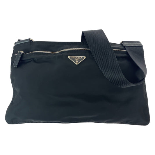 12025
PRADA プラダ テスート 三角ロゴプレート 男女兼用 ブラック 黒 シルバー金具 ナイロン B10140 斜め掛け ショルダーバッグ サコッシュ  メンズ