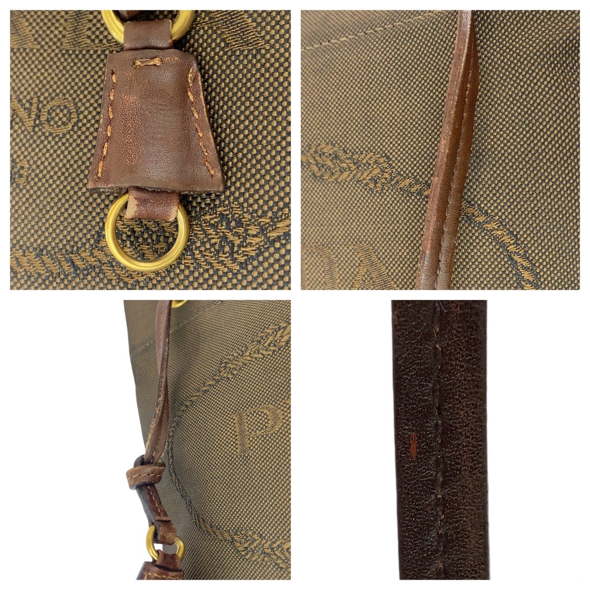 12024
PRADA プラダ ロゴジャガード ブラウン ゴールド金具 キャンバス / レザー 斜め掛け ショルダーバッグ ポシェット  レディース