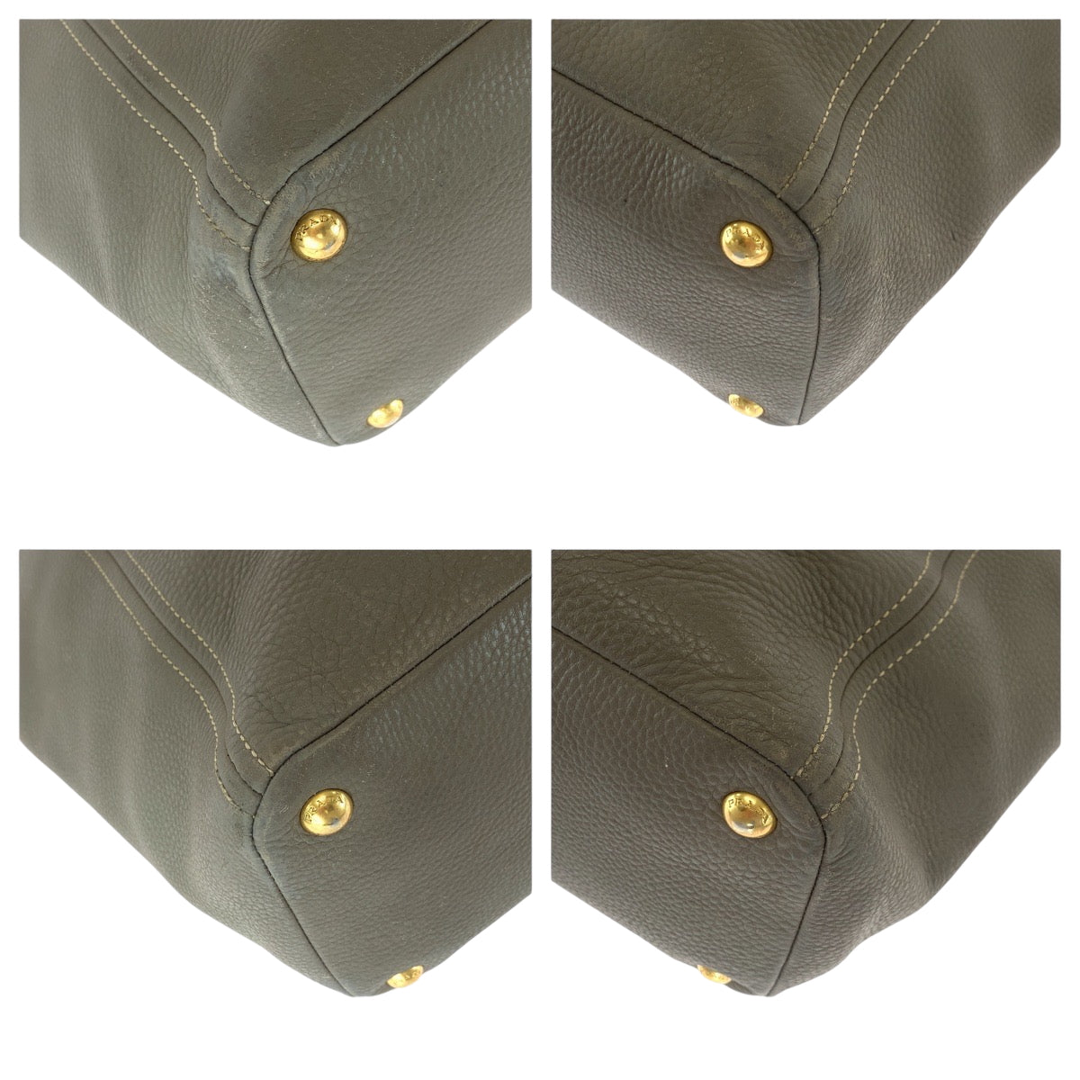 14012
PRADA プラダ ヴィッテロダイノ マルモ グレージュ ゴールド金具 レザー BR4970 トートバッグ ショルダーバッグ レディース AB48