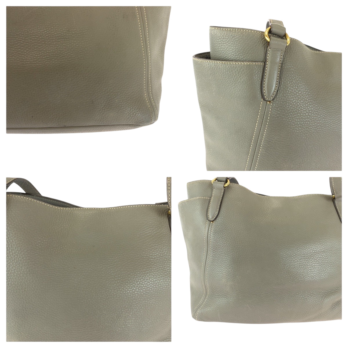 14012
PRADA プラダ ヴィッテロダイノ マルモ グレージュ ゴールド金具 レザー BR4970 トートバッグ ショルダーバッグ レディース AB48