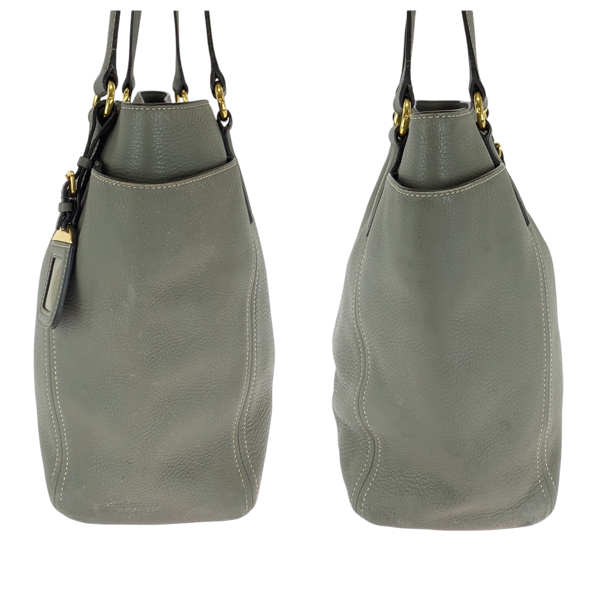 14012
PRADA プラダ ヴィッテロダイノ マルモ グレージュ ゴールド金具 レザー BR4970 トートバッグ ショルダーバッグ レディース AB48