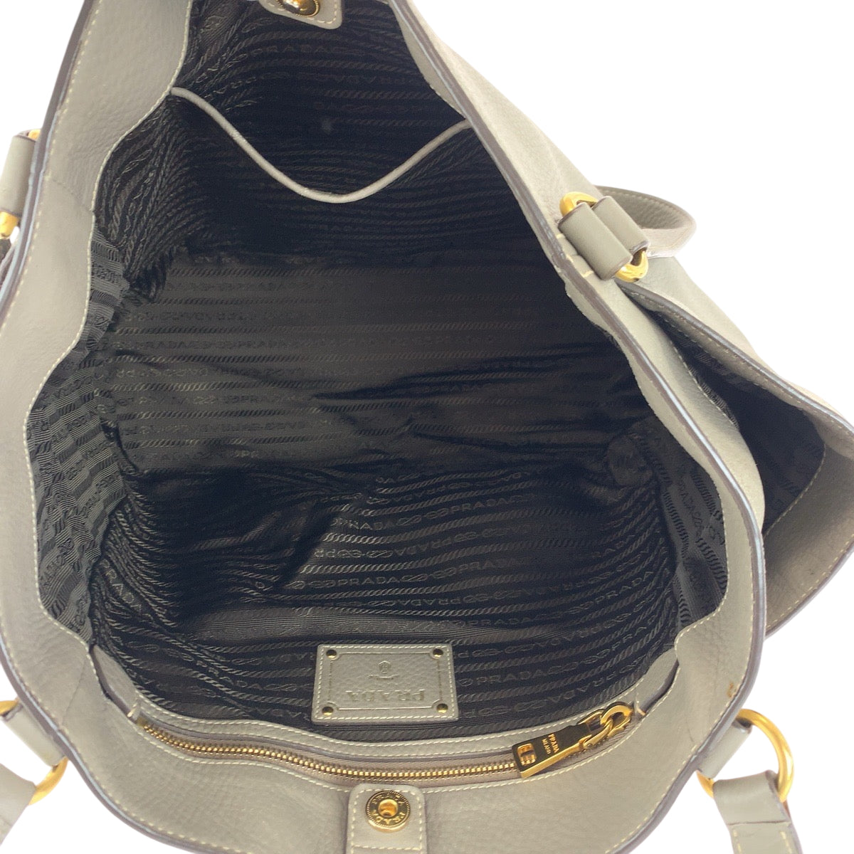 14012
PRADA プラダ ヴィッテロダイノ マルモ グレージュ ゴールド金具 レザー BR4970 トートバッグ ショルダーバッグ レディース AB48