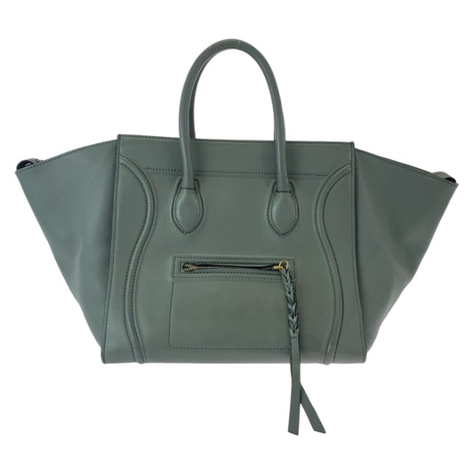 CELINE セリーヌ ラゲージ ファントム ブルー グレー ゴールド金具 レザー トートバッグ ハンドバッグ  レディース