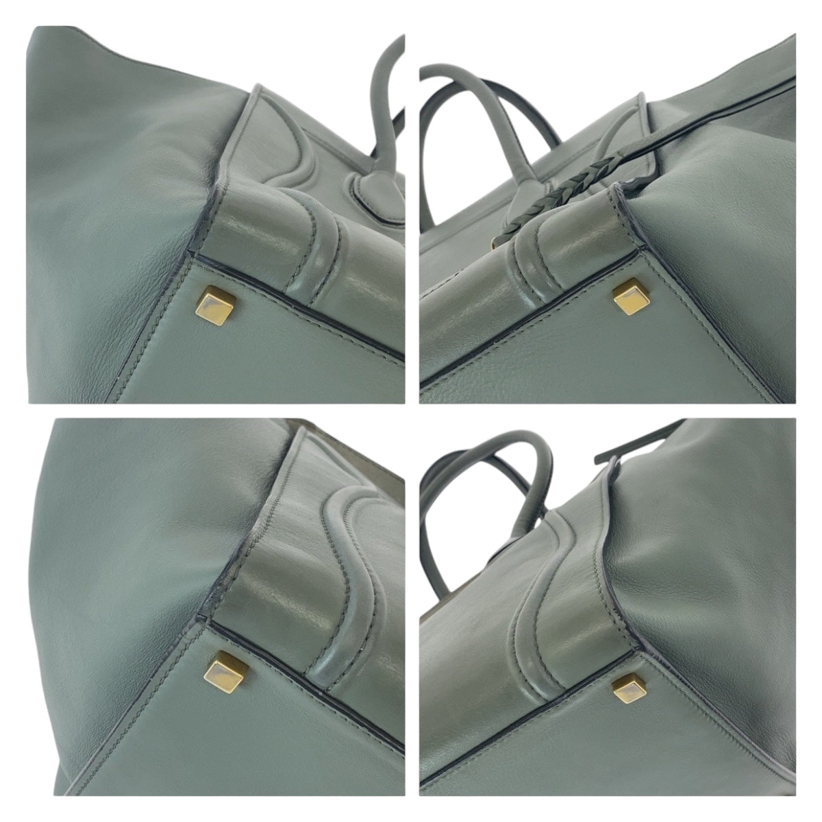 CELINE セリーヌ ラゲージ ファントム ブルー グレー ゴールド金具 レザー トートバッグ ハンドバッグ  レディース