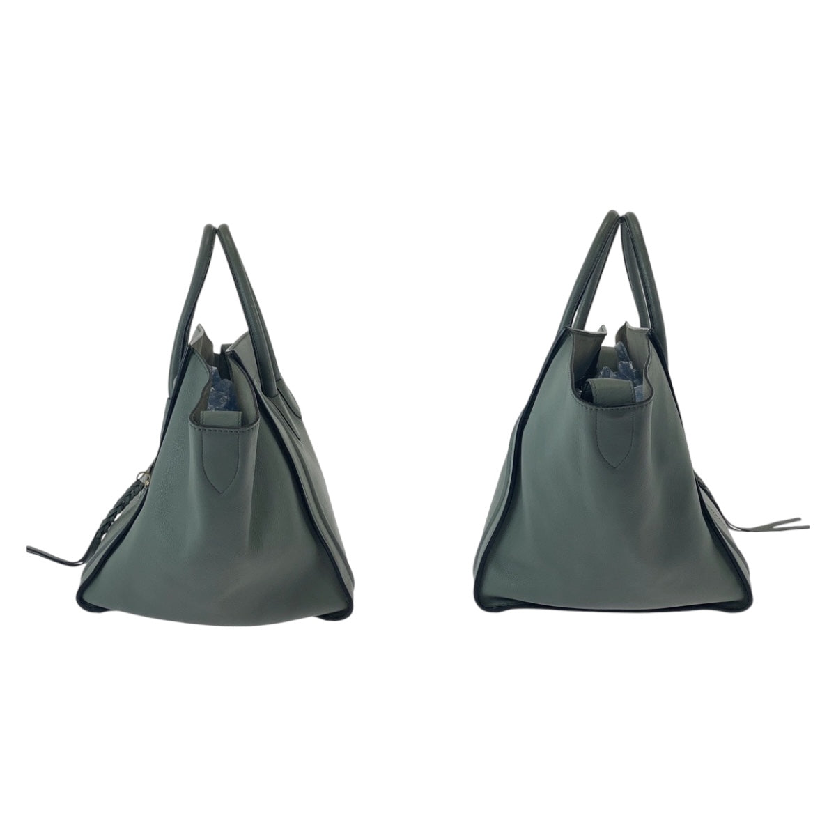 CELINE セリーヌ ラゲージ ファントム ブルー グレー ゴールド金具 レザー トートバッグ ハンドバッグ  レディース