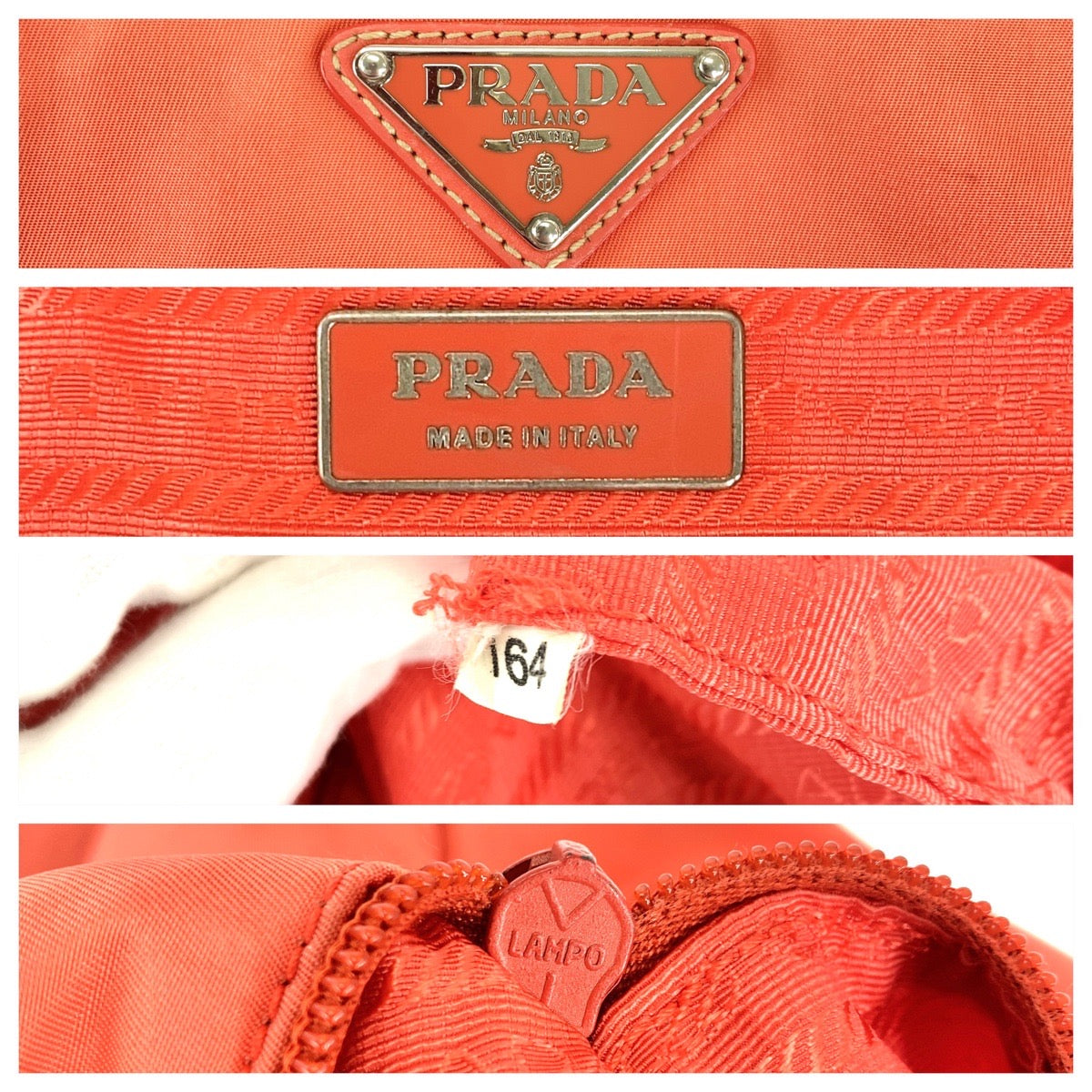 12022
PRADA プラダ テスート 三角ロゴプレート オレンジ シルバー金具 ナイロン トートバッグ ショルダーバッグ  レディース
