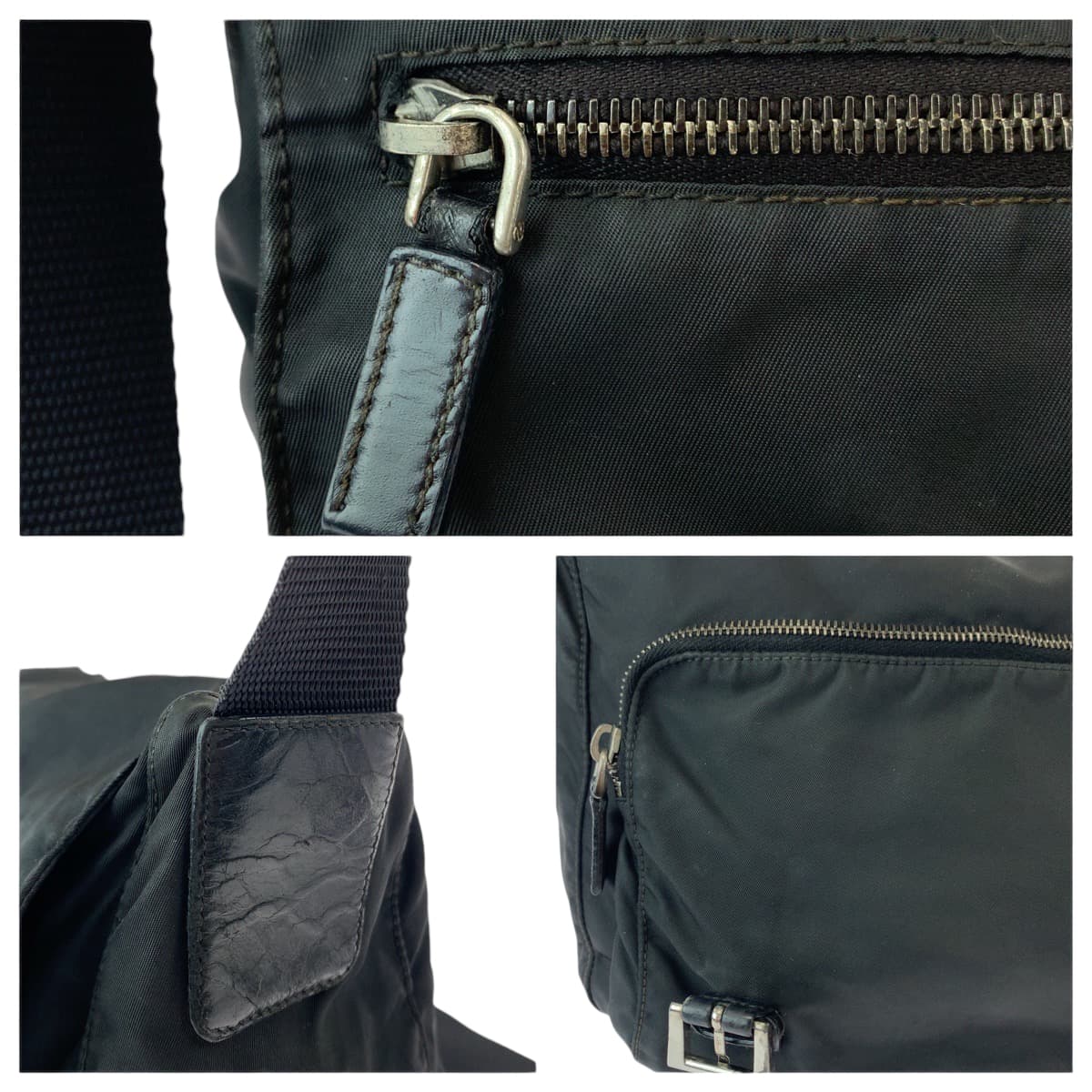 12021
PRADA プラダ テスート 三角ロゴプレート 男女兼用 ブラック 黒 シルバー金具 ナイロン ショルダーバッグ メッセンジャーバッグ  メンズ