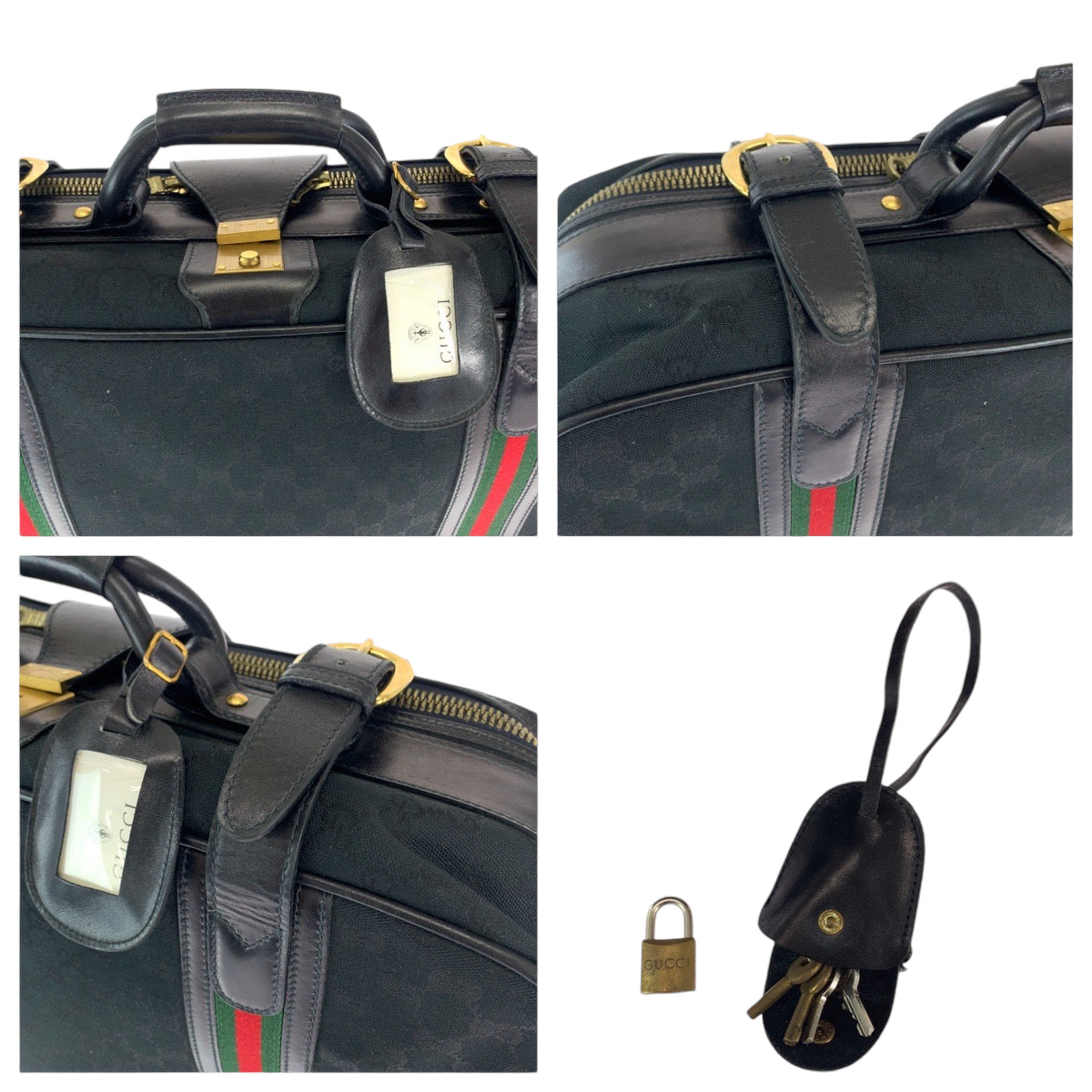 12018
GUCCI グッチ ヴィンテージ オールドグッチ シェリーライン ブラック 黒 ゴールド金具 GGキャンバス 24 010 524 50 ボストンバッグ トランク  メンズ