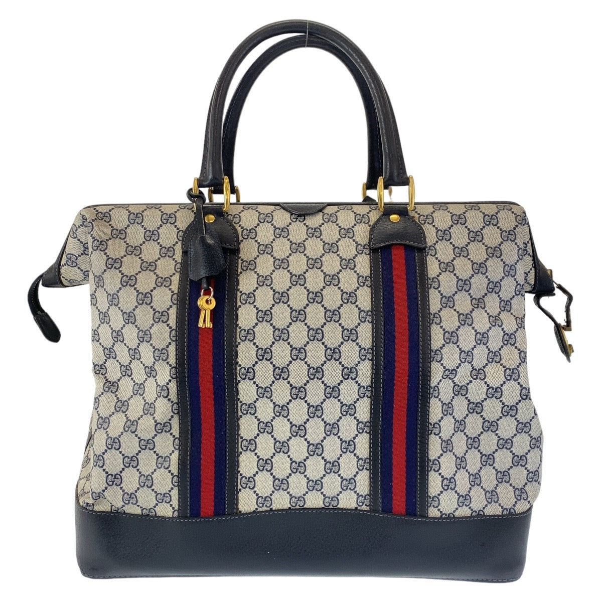 112017
GUCCI グッチ ヴィンテージ オールドグッチ シェリーライン ネイビー グレー ゴールド金具 GGスプリームキャンバス / レザー 012 122 0525 45 ボストンバッグ 男女兼用  レディース