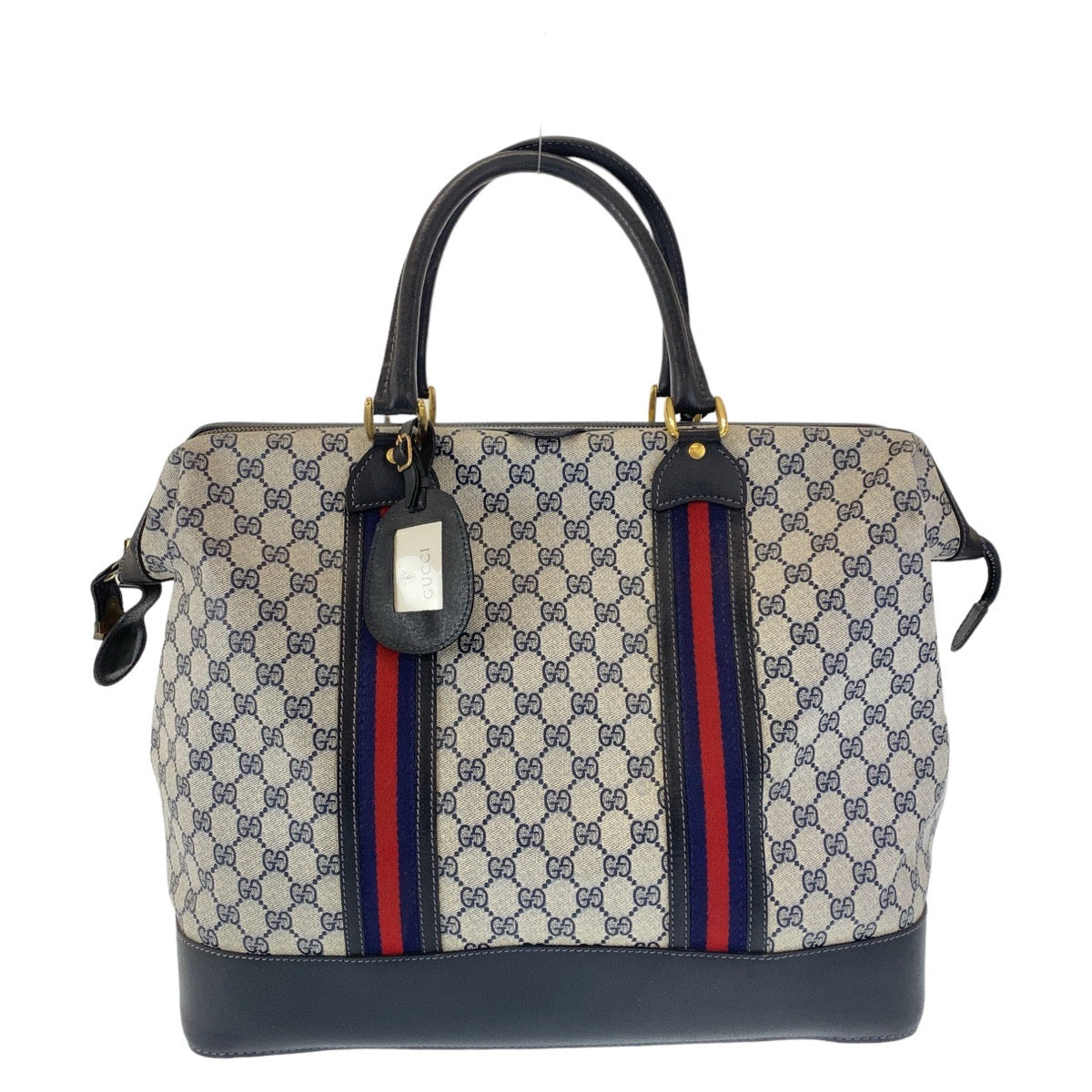 112017
GUCCI グッチ ヴィンテージ オールドグッチ シェリーライン ネイビー グレー ゴールド金具 GGスプリームキャンバス / レザー 012 122 0525 45 ボストンバッグ 男女兼用  レディース