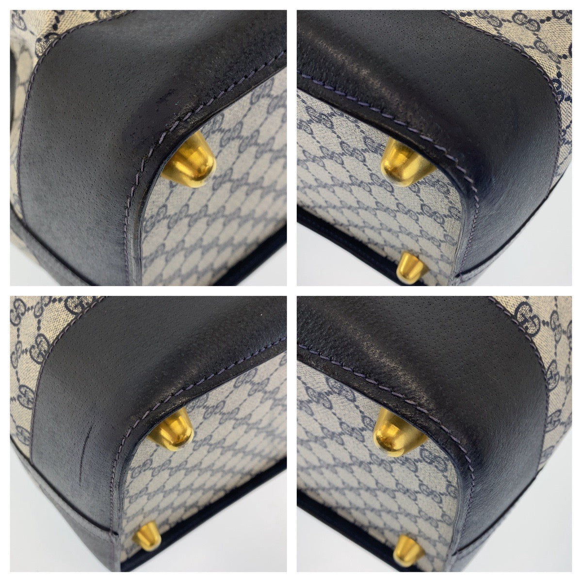 112017
GUCCI グッチ ヴィンテージ オールドグッチ シェリーライン ネイビー グレー ゴールド金具 GGスプリームキャンバス / レザー 012 122 0525 45 ボストンバッグ 男女兼用  レディース