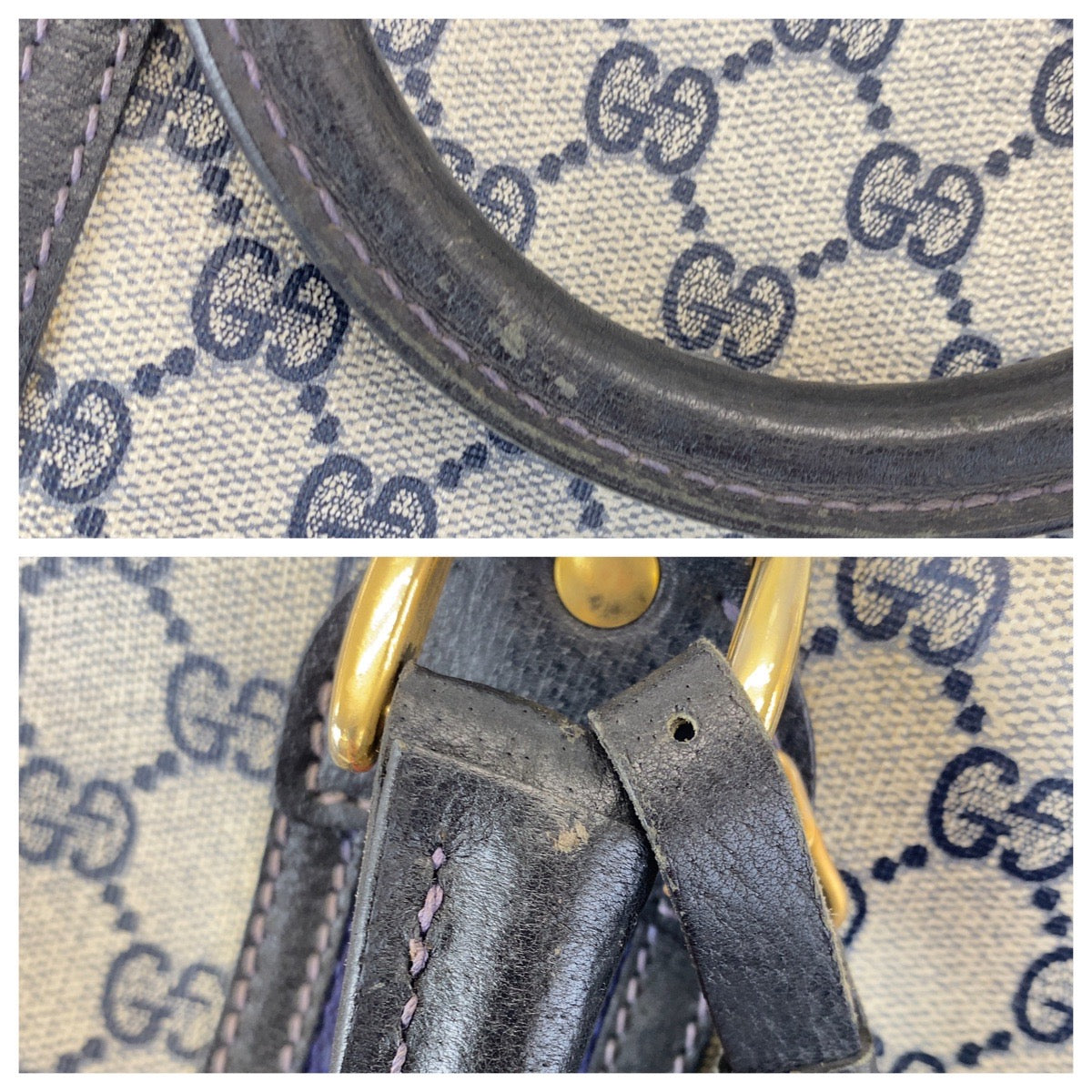 112017
GUCCI グッチ ヴィンテージ オールドグッチ シェリーライン ネイビー グレー ゴールド金具 GGスプリームキャンバス / レザー 012 122 0525 45 ボストンバッグ 男女兼用  レディース