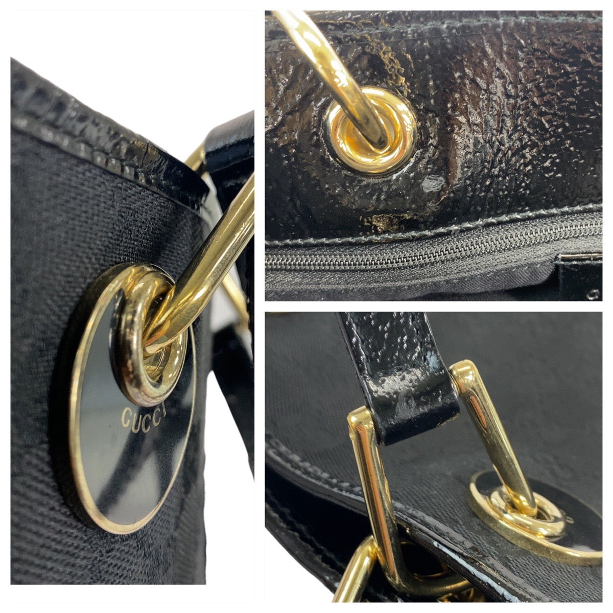 12015
GUCCI グッチ ブラック 黒 ゴールド金具 GGキャンバス 120840 トートバッグ ショルダーバッグ  レディース