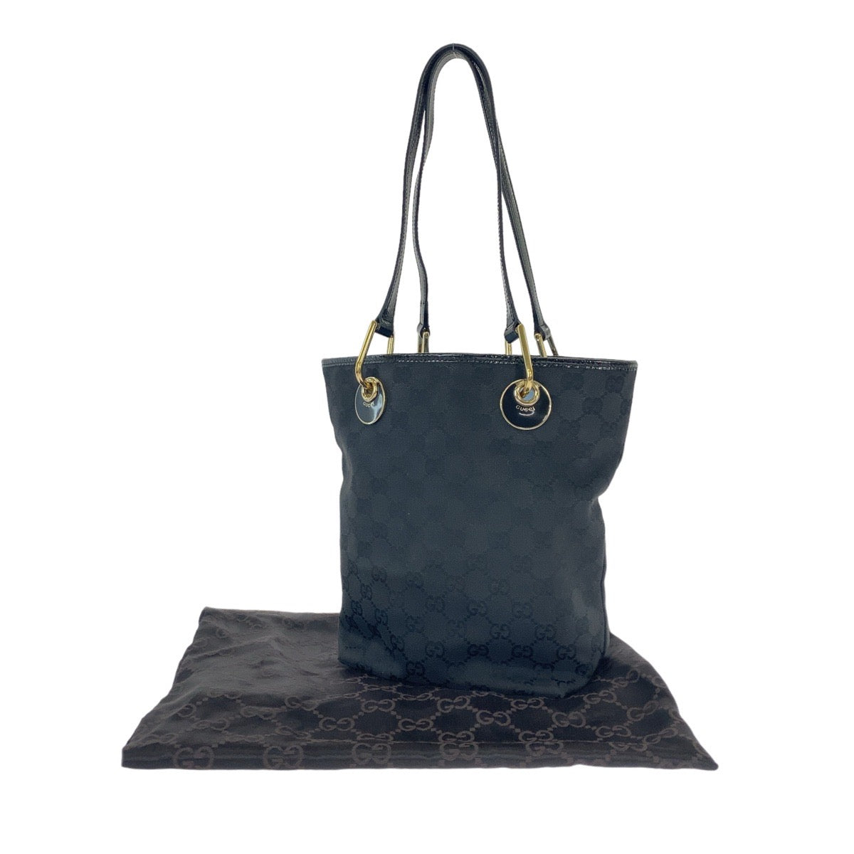 12015
GUCCI グッチ ブラック 黒 ゴールド金具 GGキャンバス 120840 トートバッグ ショルダーバッグ  レディース