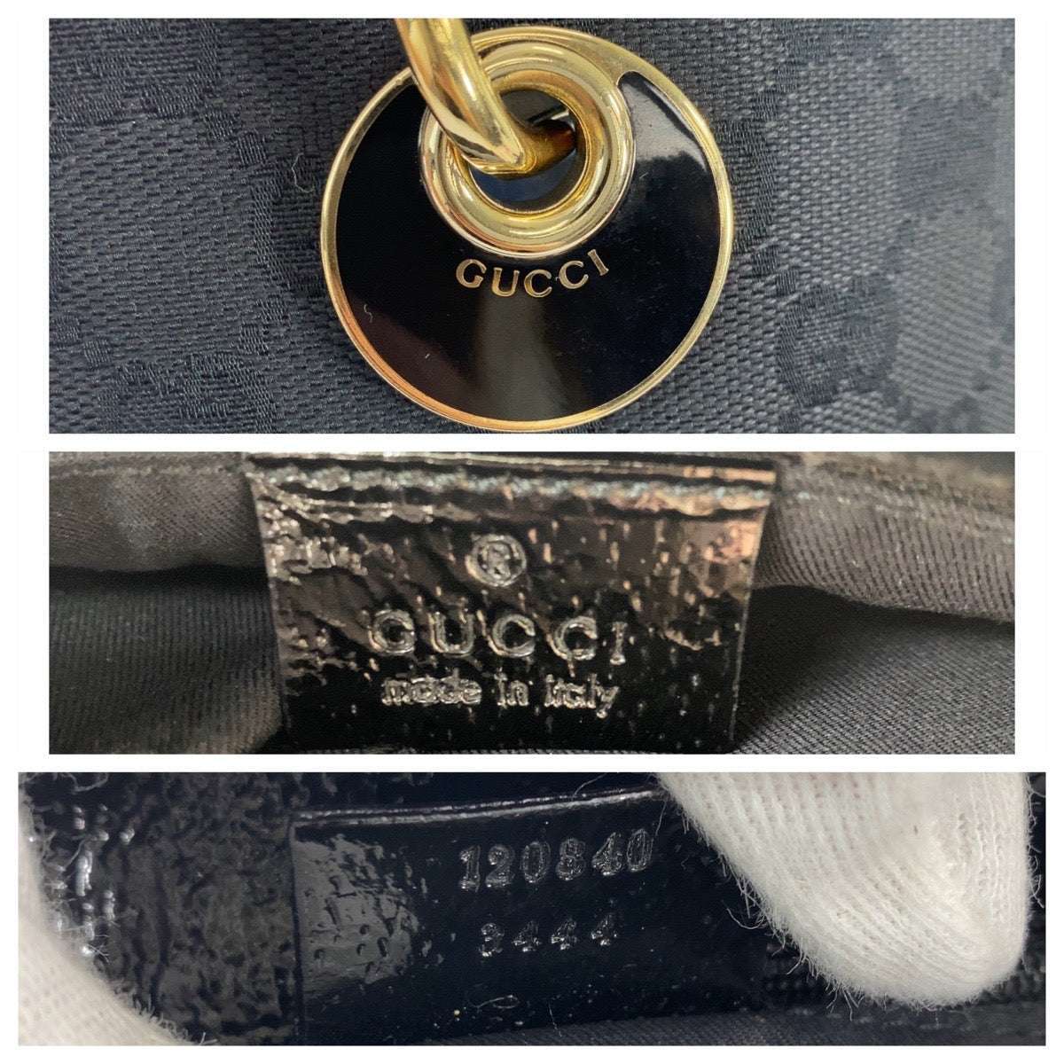 12015
GUCCI グッチ ブラック 黒 ゴールド金具 GGキャンバス 120840 トートバッグ ショルダーバッグ  レディース